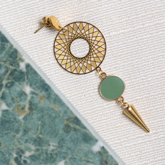 Stainless Steel Bohemian Charms Gold Plated Sun 27x25mm