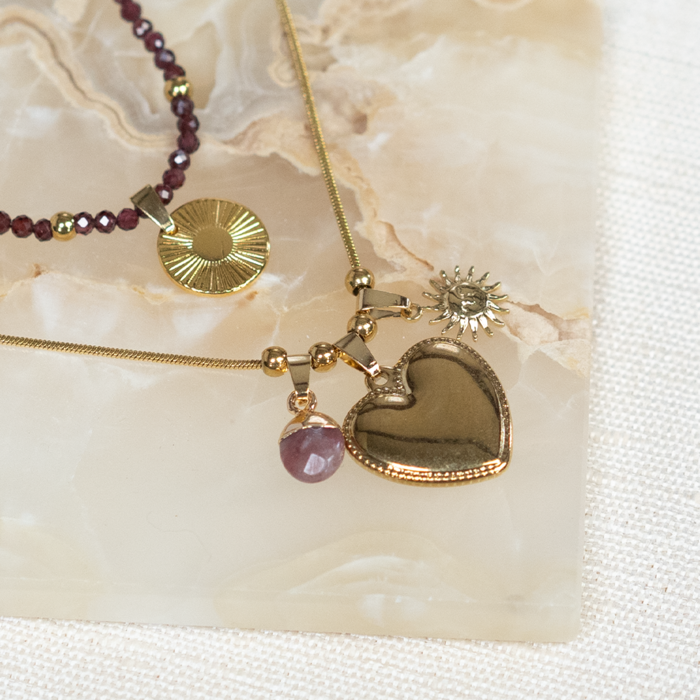 Stainless Steel Charm Hart Gold Plated 21.8x21.6mm