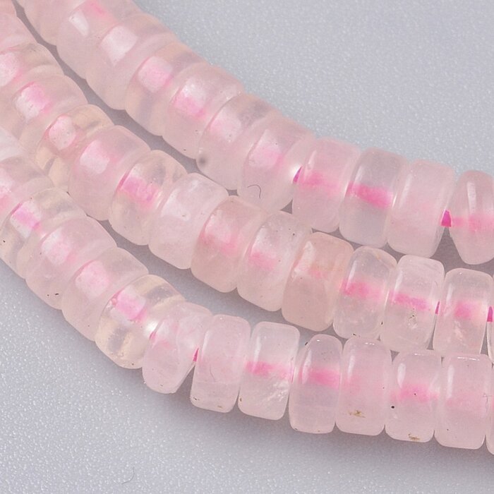 Heishi Gemstone Disc Beads Rose Quartz 4x2~2.5mm, strand 145 pieces