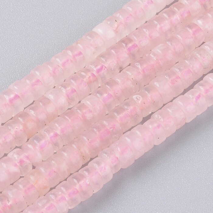 Heishi Gemstone Disc Beads Rose Quartz 4x2~2.5mm, strand 145 pieces