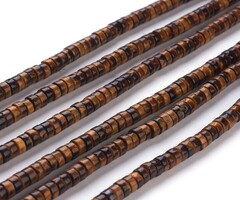 Heishi Edelsteen Disc Kralen Tijgeroog 4~4.5x2.5mm, streng 145 stuks