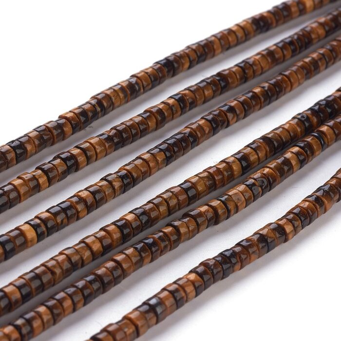 Heishi Gemstone Disc Beads Tiger eye 4~4.5x2.5mm, strand 145 pieces