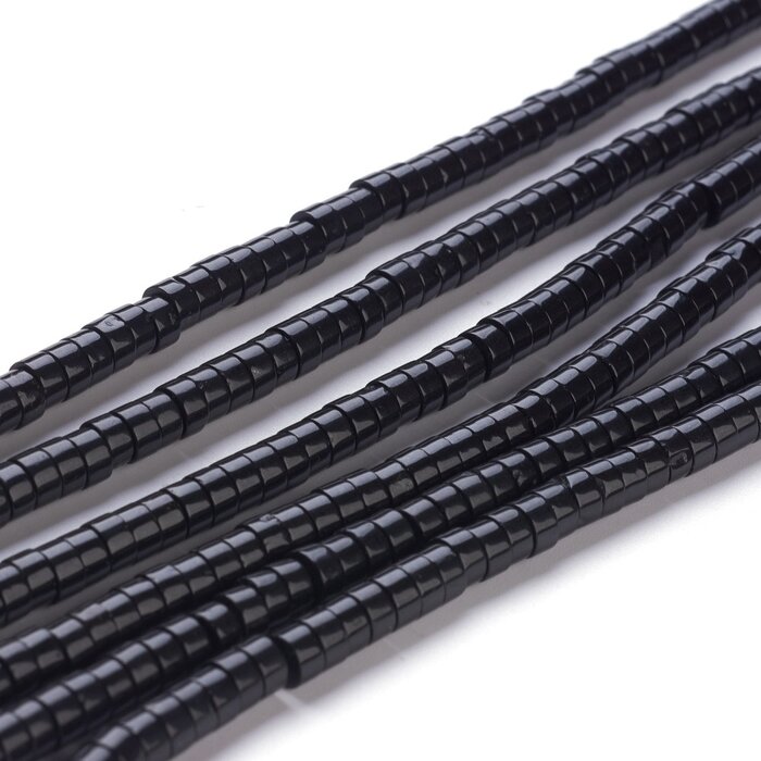 Heishi Edelsteen Disc Kralen Onyx 4~4.5x2.5mm, streng 145 stuks