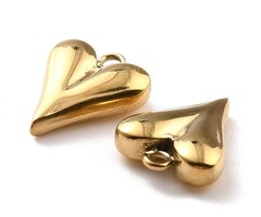 Stainless Steel Bedel 24K Gold Plated Hart 14.5x11x4mm