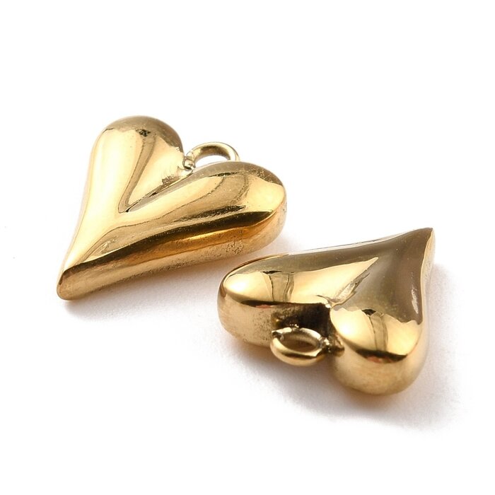Stainless Steel Bedel 24K Gold Plated Hart 14.5x11x4mm