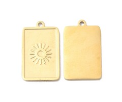 Stainless Steel Charm Rectangle with Sun 17x10x1mm
