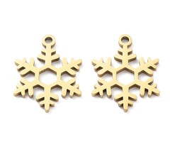 Stainless Steel Bedel Sneeuwvlokje 17x13x1mm