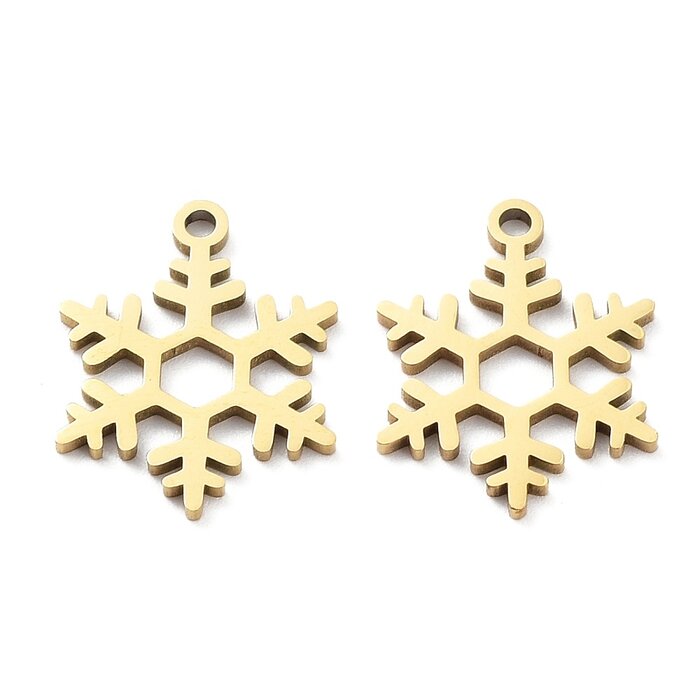 Stainless Steel Charm Snowflake 17x13x1mm