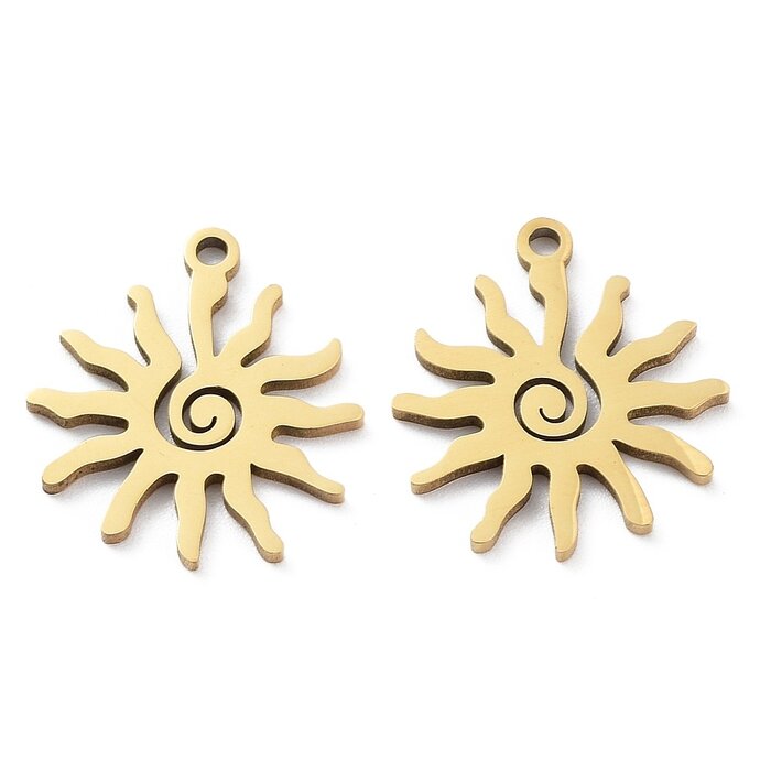 Stainless Steel Charm Sun Spiral 17x15x1mm