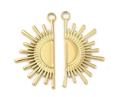 Stainless Steel Charm Sunshine 33x18x1.5mm