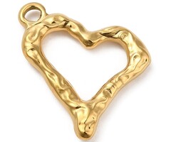 Stainless Steel Charm Open Heart 21x22x3mm