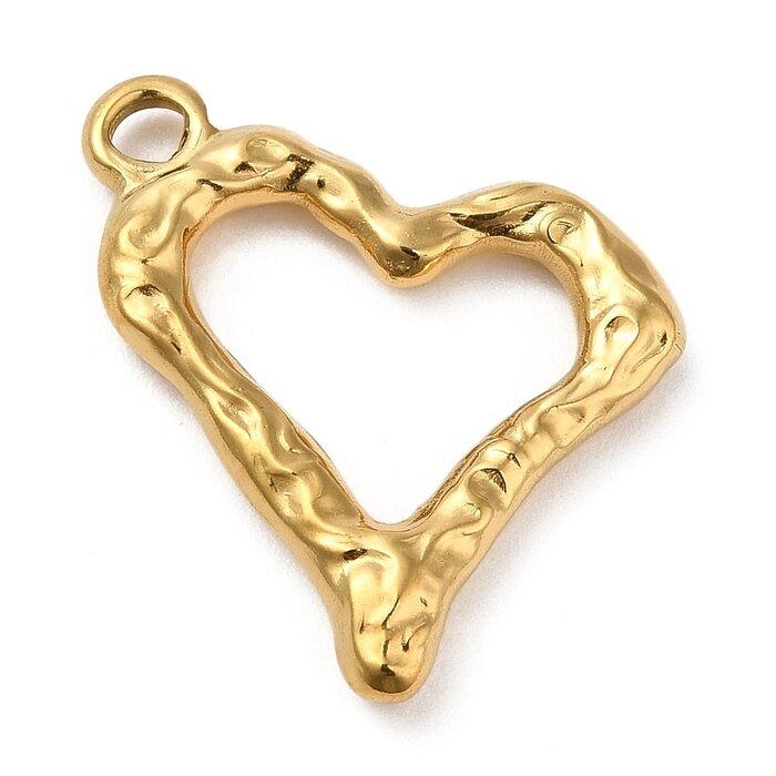 Stainless Steel Charm Open Heart 21x22x3mm