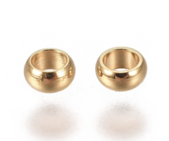 20 pieces Stainless Steel Spacer Beads Gold Plated 3x2mm