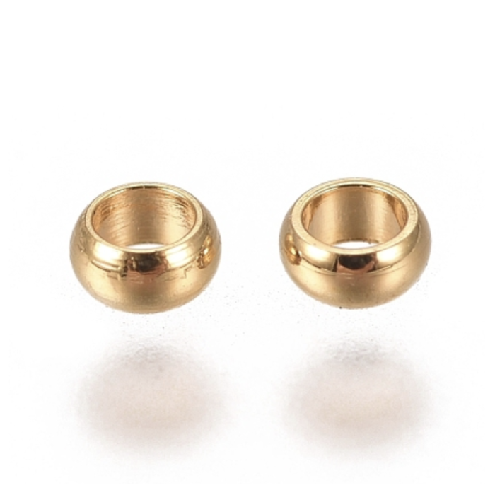 20 pieces Stainless Steel Spacer Beads Gold Plated 3x2mm