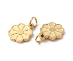 Stainless Steel Charm Golden Flower 10x8.5x1mm
