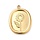 Stainless Steel Charm Golden Oval with Flower 20.5x15x2mm