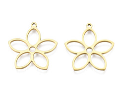 Stainless Steel Bedel Gold Plated Open Bloem 26x25x1.5mm