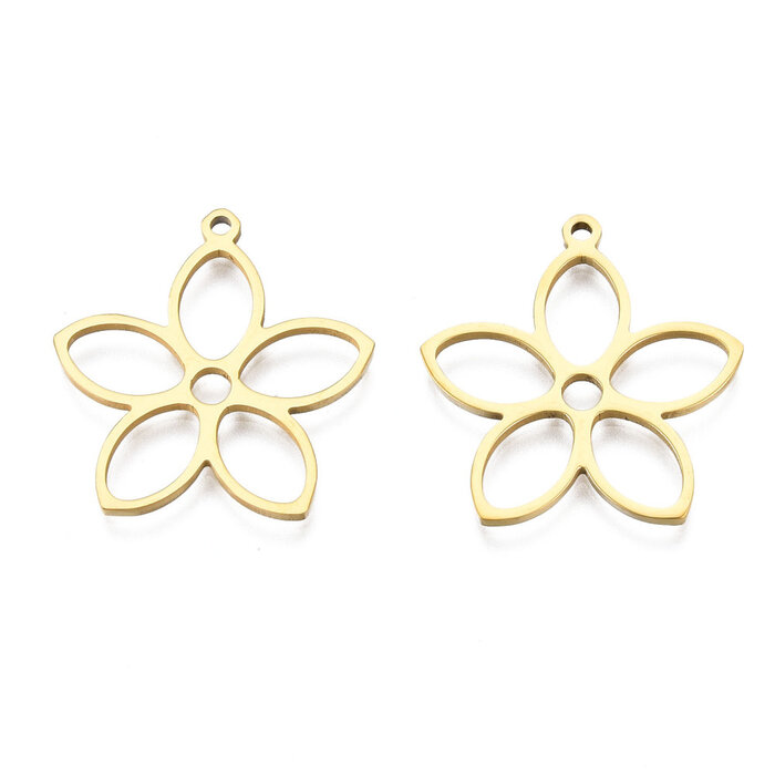 Stainless Steel Bedel Gold Plated Open Bloem 26x25x1.5mm