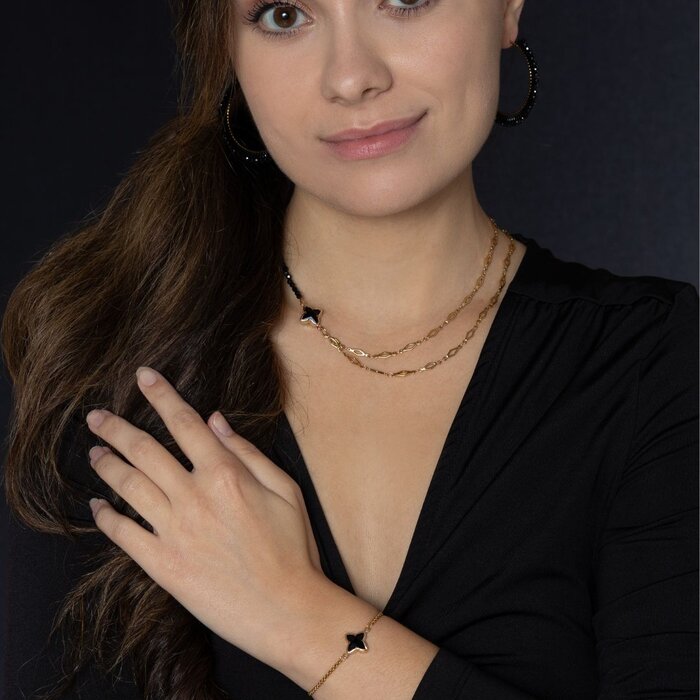 Minimalistische sieraden set met zwarte Toermalijn