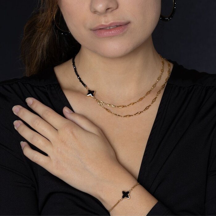 Minimalistische sieraden set met zwarte Toermalijn