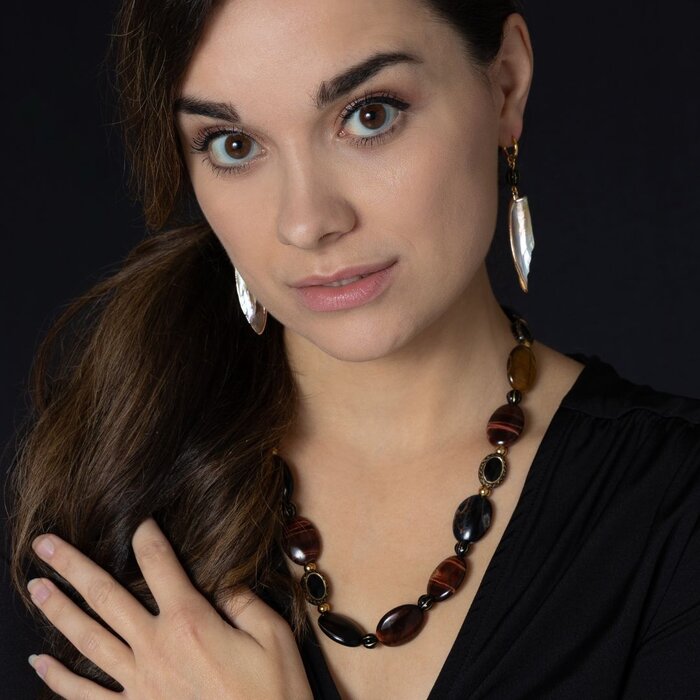 Tijger Oog Ketting en Oorbellen Set maken Inspi597