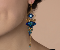 Shiney Oorbellen Metallic Blauw en Goud