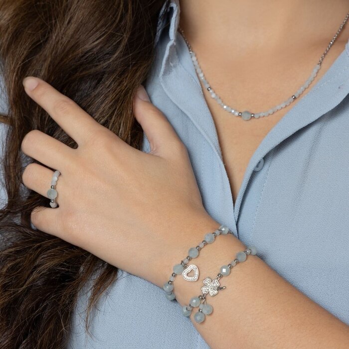 Luxurious Brass Charm Silver with Zirconia 13x11mm Heart