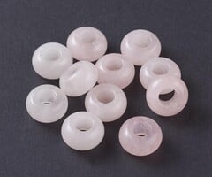 Edelsteen Donut Kraal / Bedel 14mm Rozenkwarts