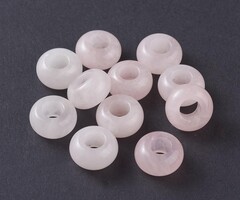Gemstone Donut Beads / Charm 14mm Rosequartz