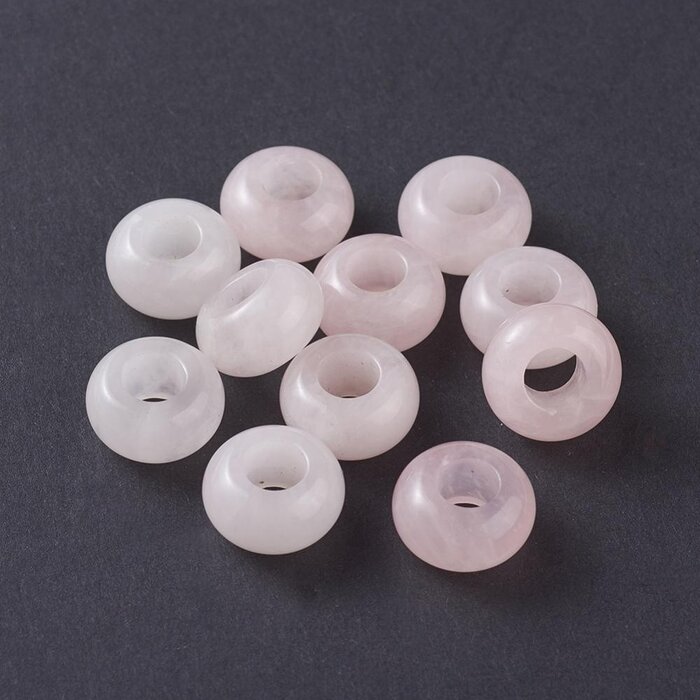 Gemstone Donut Beads / Charm 14mm Rosequartz
