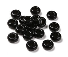 Gemstone Donut Beads / Charm 14mm Obsidian