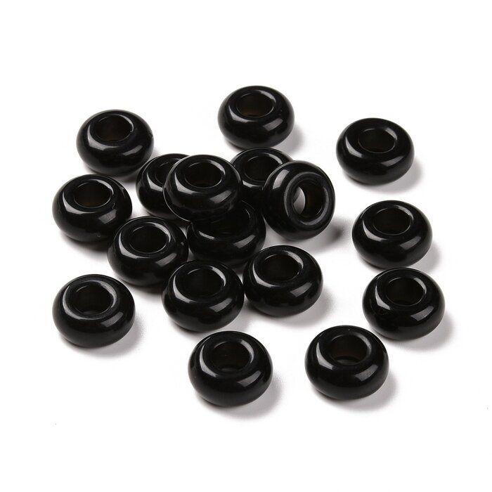 Gemstone Donut Beads / Charm 14mm Obsidian
