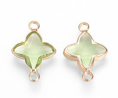 Crystal Glass Link Cross Light Green 21x14x3mm