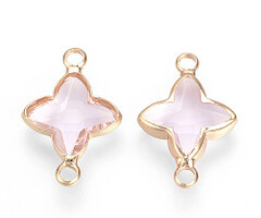 Crystal Glass Link Cross Roze 21x14x3mm