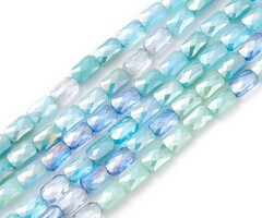 Facet Glaskralen Electroplate Rechthoek Blauw 6.6x4.4x3mm, streng 60 stuks