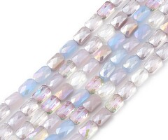 Faceted Glassbeads Electroplate Rectangle Purple 6.6x4.4x3mm, strand 60 pieces