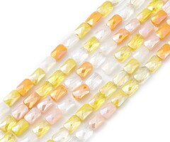 Facet Glaskralen Electroplate Rechthoek Geel Oranje 6.6x4.4x3mm, streng 60 stuks