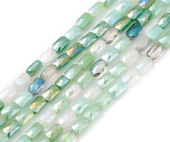 Facet Glaskralen Electroplate Rechthoek Groen 6.6x4.4x3mm, streng 60 stuks