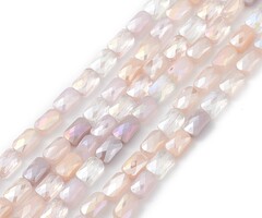 Faceted Glassbeads Electroplate Rectangle Rose 6.6x4.4x3mm, strand 60 pieces