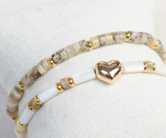 Making a Bracelet on Elastic with Heishi Disc Gemstone Beads