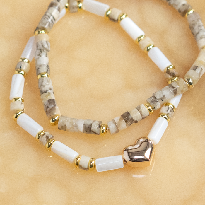 Bracelet with Heishi Disc Gemstone Beads