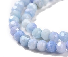 Faceted Glassbeads Electroplate Light Blue 4x3mm, strand 90 pieces