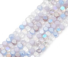 Faceted Glassbeads Electroplate Round Flat Purple 5.3~6x3mm, strand 80 pieces