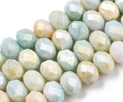 Facet Glaskralen Electroplate Geel Groen 8~8.5x6~6.5mm, streng 50 stuks