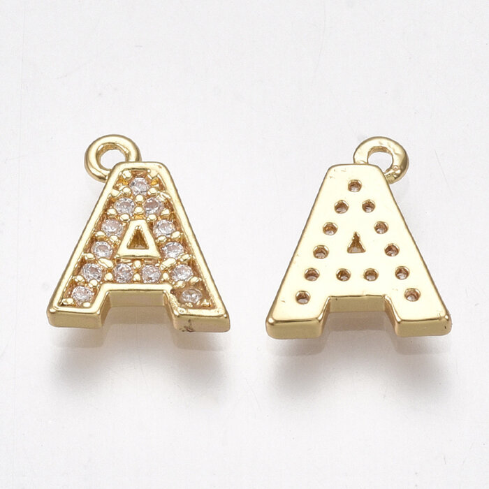 Initial Charm with Cubic Zirconia 9.5x7mm Letter A