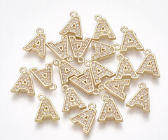 Initial Bedel met Zirkonia Steentjes 9.5x7mm Letter A