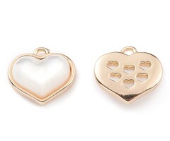 Natural Shell Charm Heart Gold Plated 8x9x3mm