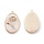 Natural Shell Charm Oval with Flower Gold Plated 27x18x4.5mm