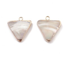 Natural Shell Charm Triangle Gold Plated 19~19.5x17.5~18x3~3.5mm