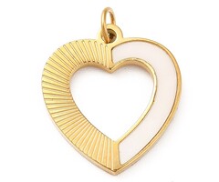 Stainless Steel Natural Shell Charm Heart 14k Gold Plated 16.5x15x1.3mm